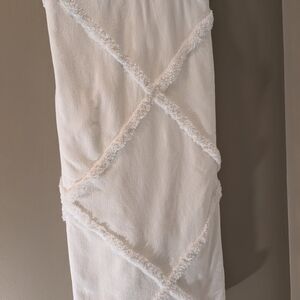 🛁Shower Curtain, White Textured Cotton